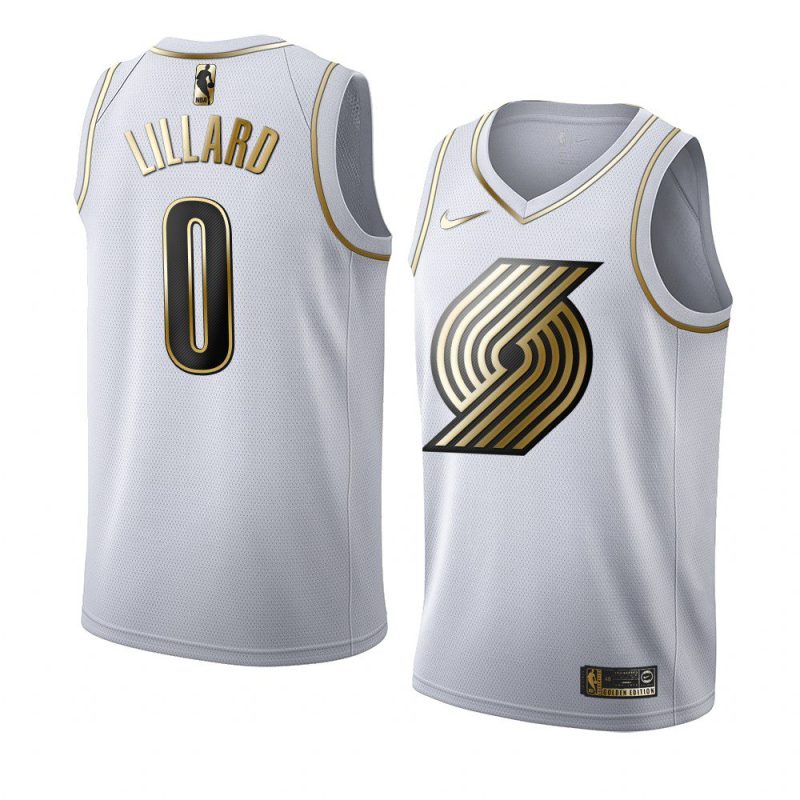 damian lillard white golden edition jersey