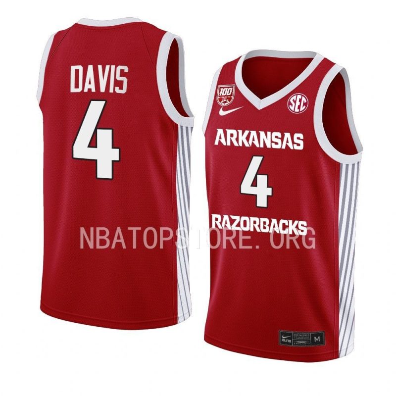 davonte davis 100 season jersey college basketball red 2022 23