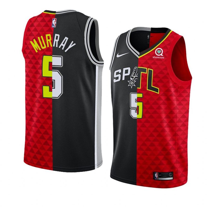 dejounte murray spurs x hawks split edition black redjersey black red