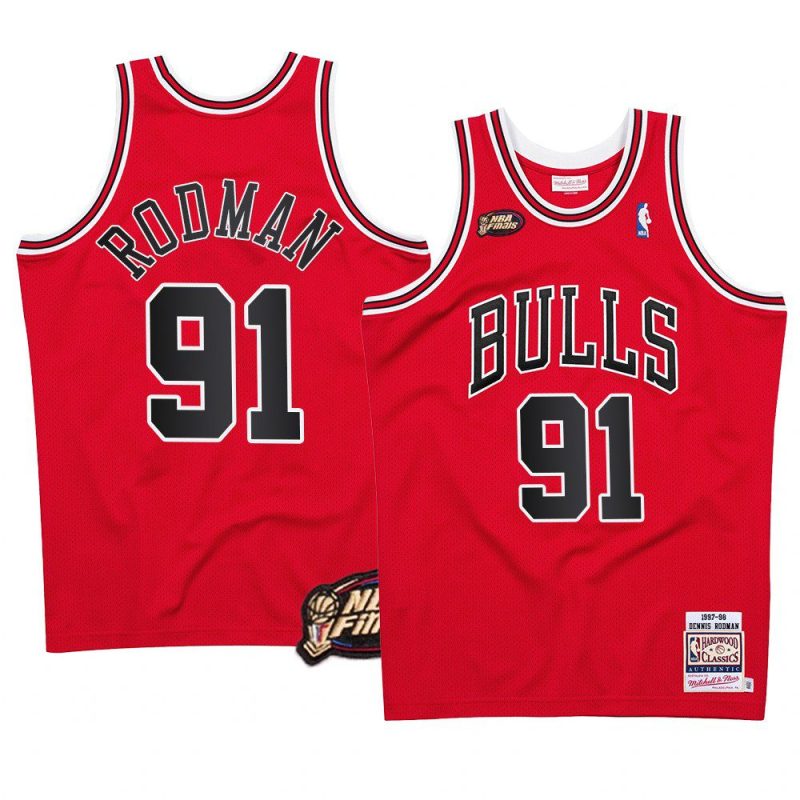 dennis rodman bulls jersey 1997 98 nba finals red the last dance