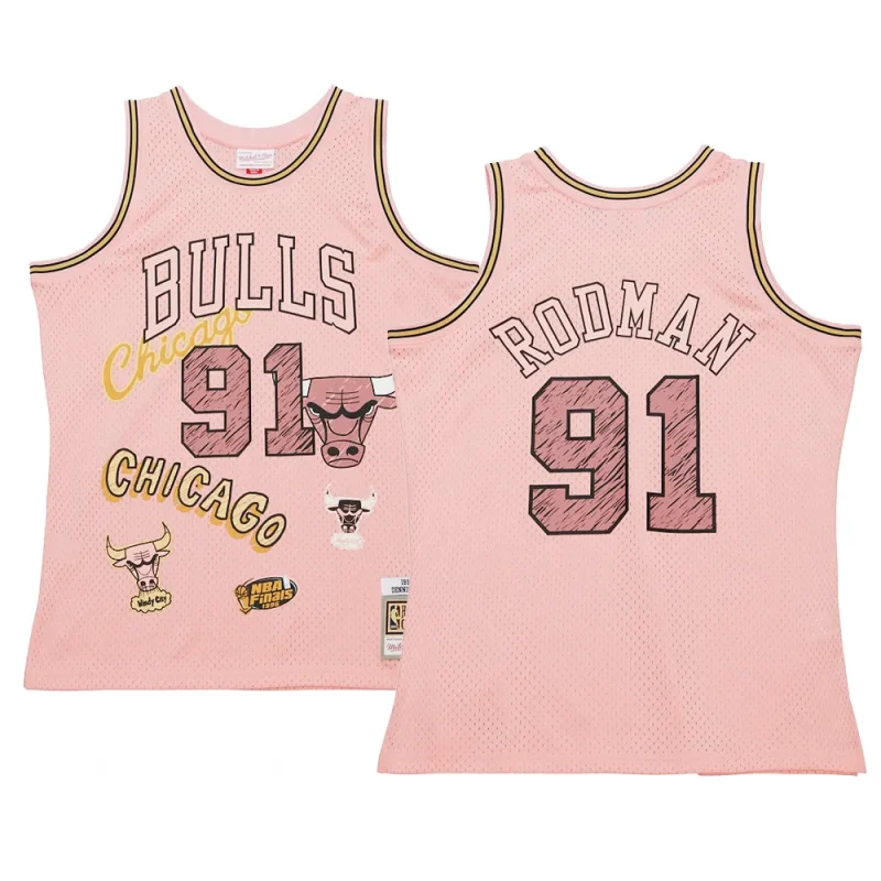 dennis rodman jersey sidewalk sketch pink hwc swingman