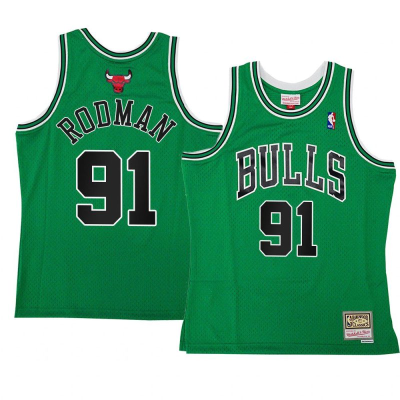 dennis rodman jersey st patricks day green hwc swingman