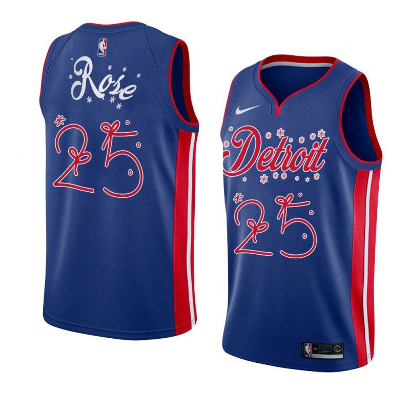 detroit pistons derrick rose blue santa clause jersey