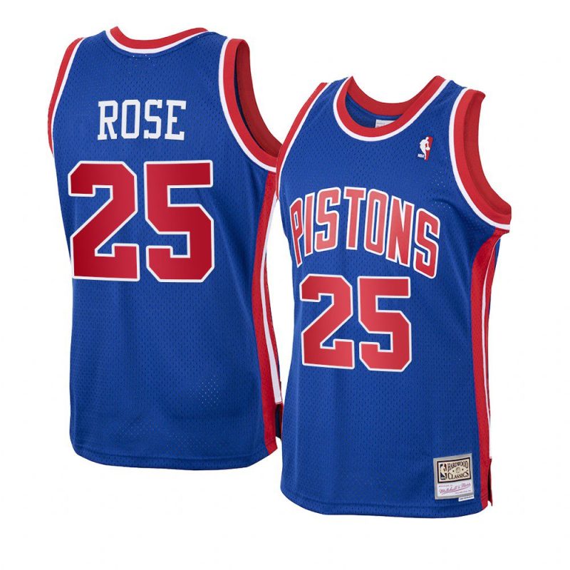 detroit pistons derrick rose royal hardwood classics jersey