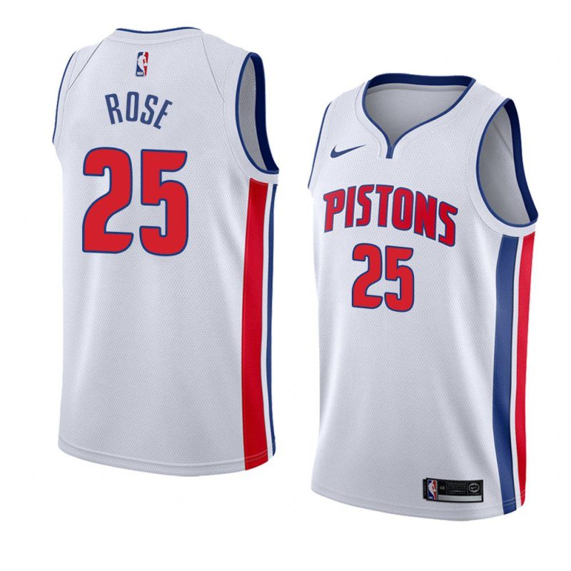 detroit pistons derrick rose white associateion edition jersey