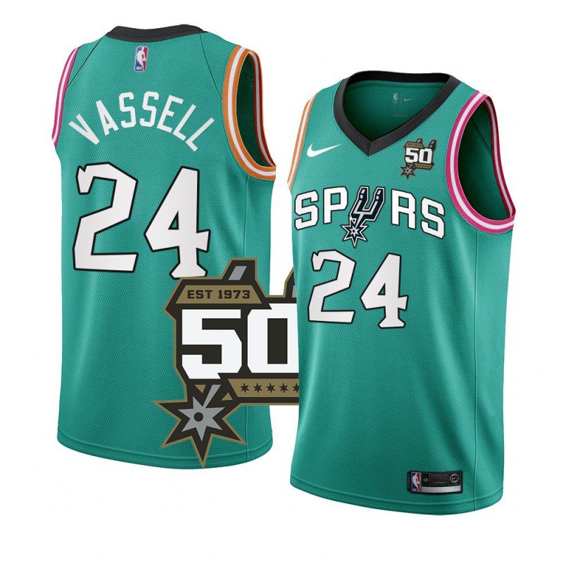 devin vassell teal 50th anniversary jersey