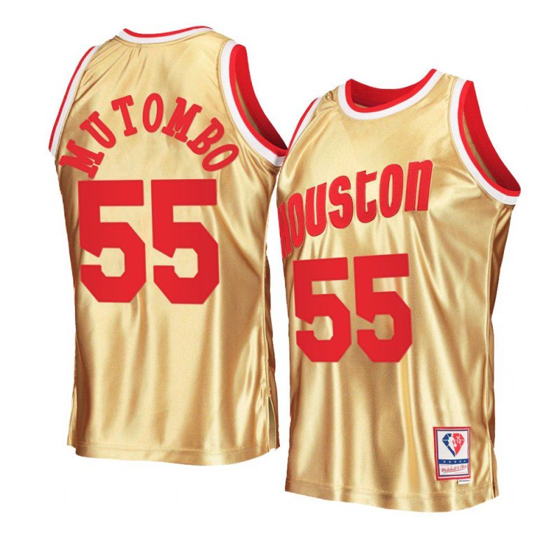 dikembe mutombo rocketsjersey 75th anniversary gold