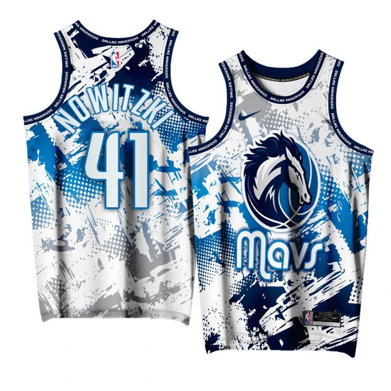 dirk nowitzki mavericks splash city exclusive editionjersey white