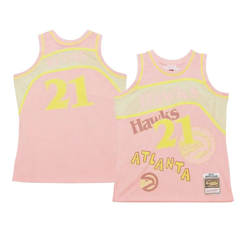 dominique wilkins jersey sidewalk sketch pink hardwood classics