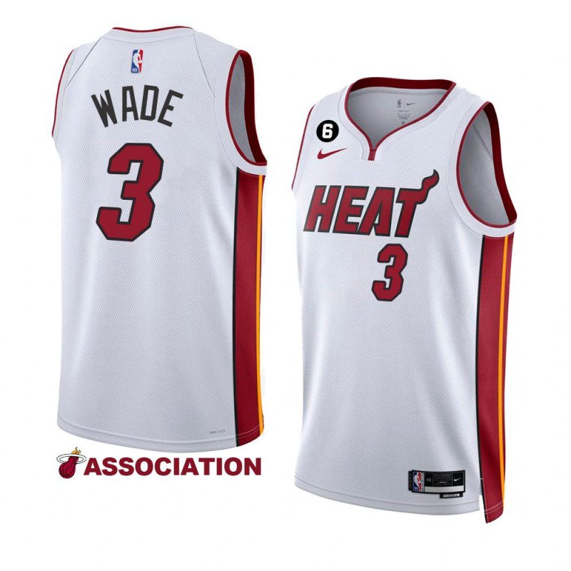 dwyane wade heatjersey 2022 23association edition whiteno.6 patch