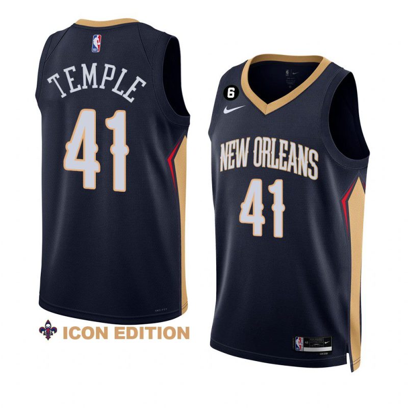 garrett temple pelicansjersey 2022 23icon edition navyno.6 patch