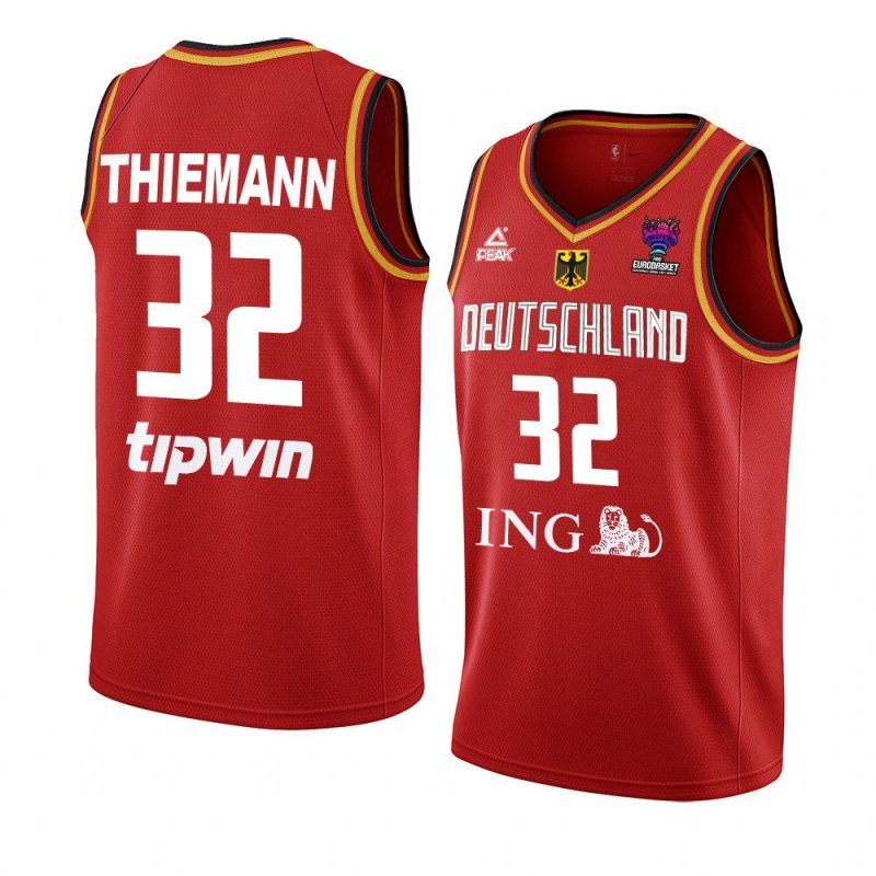 germany basketball fiba eurobasket 2022 johannes thiemann red jersey