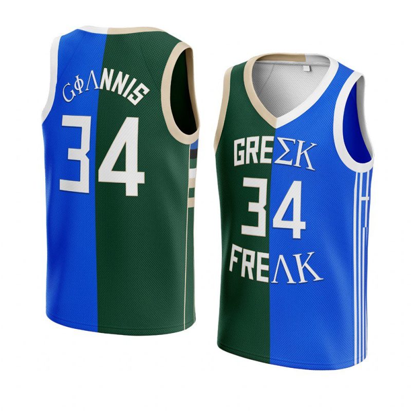 giannis antetokounmpo bucks split greece green bluejersey green blue