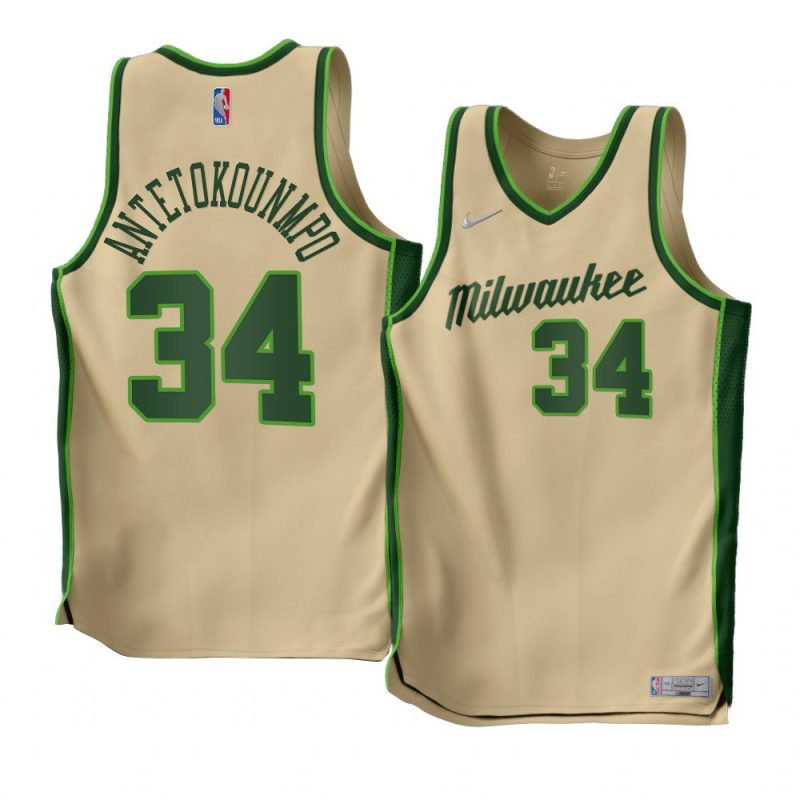 giannis antetokounmpo bucksjersey 2022 23earned edition cream