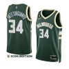 giannis antetokounmpo bucksjersey 2022 23icon edition greenno.6 patch