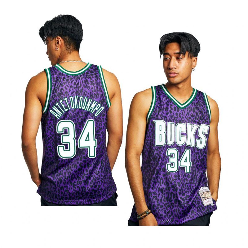 giannis antetokounmpo hardwood classics jersey wild life purple