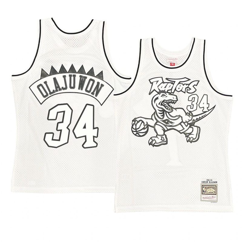 hakeem olajuwon black logo jersey throwback white