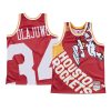 hakeem olajuwon rockets jersey big face red 1971 original logo men's