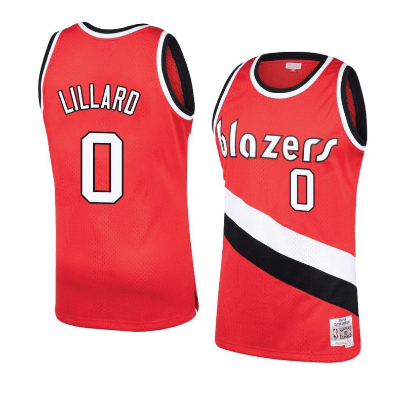 hardwood classics damian lillard red men's jersey