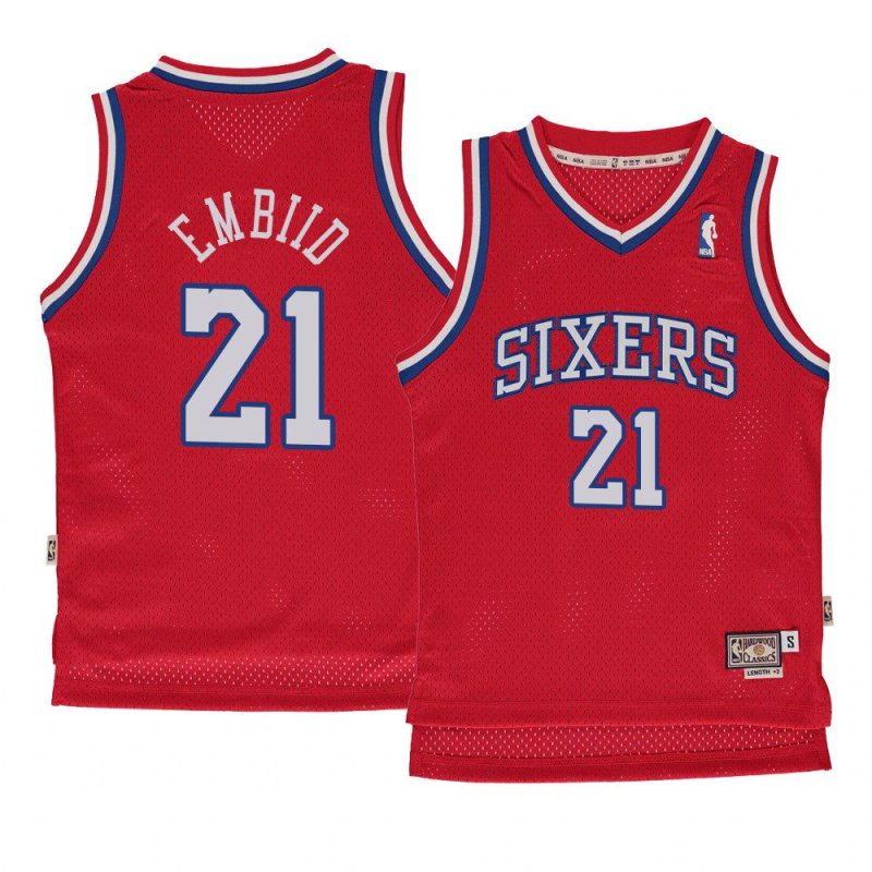 hardwood classics joel embiid jersey red youth