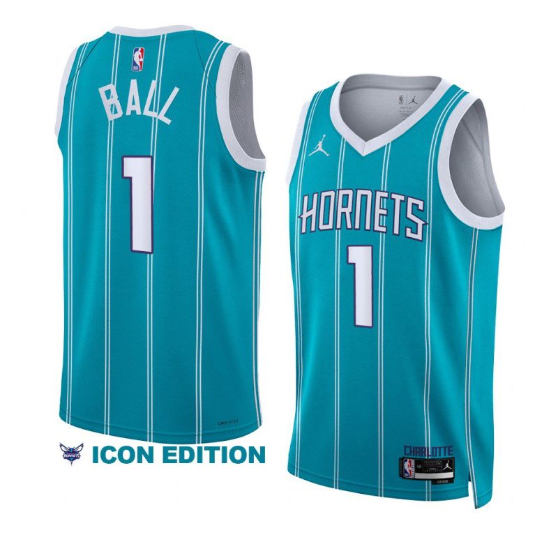 hornets lamelo ball teal 2022 23icon edition swingman jersey