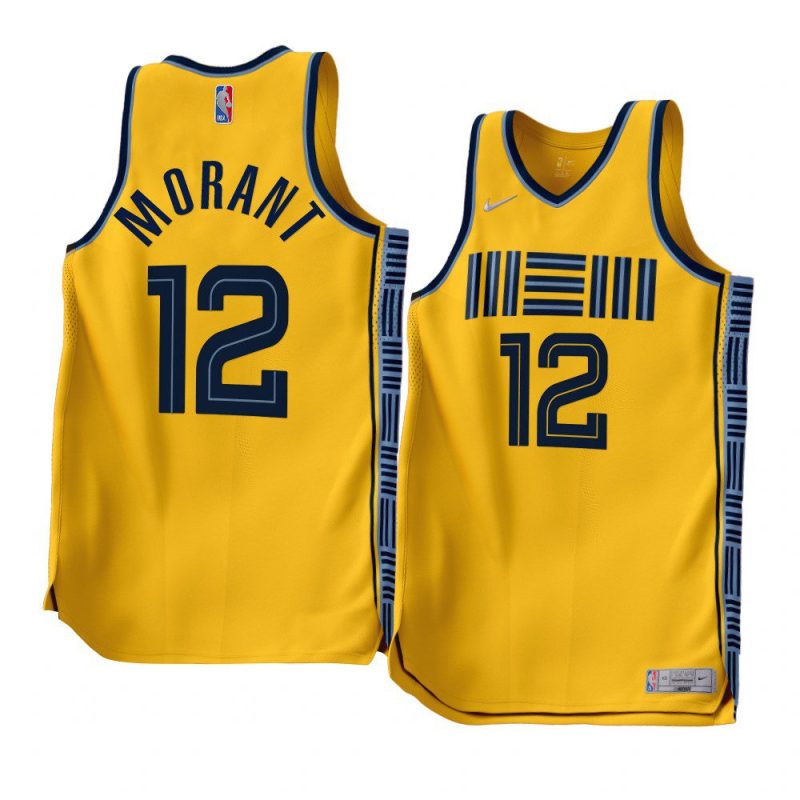 ja morant grizzliesjersey 2022 23earned edition gold