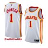 jalen johnson hawksjersey 2022 23association edition whiteswingman