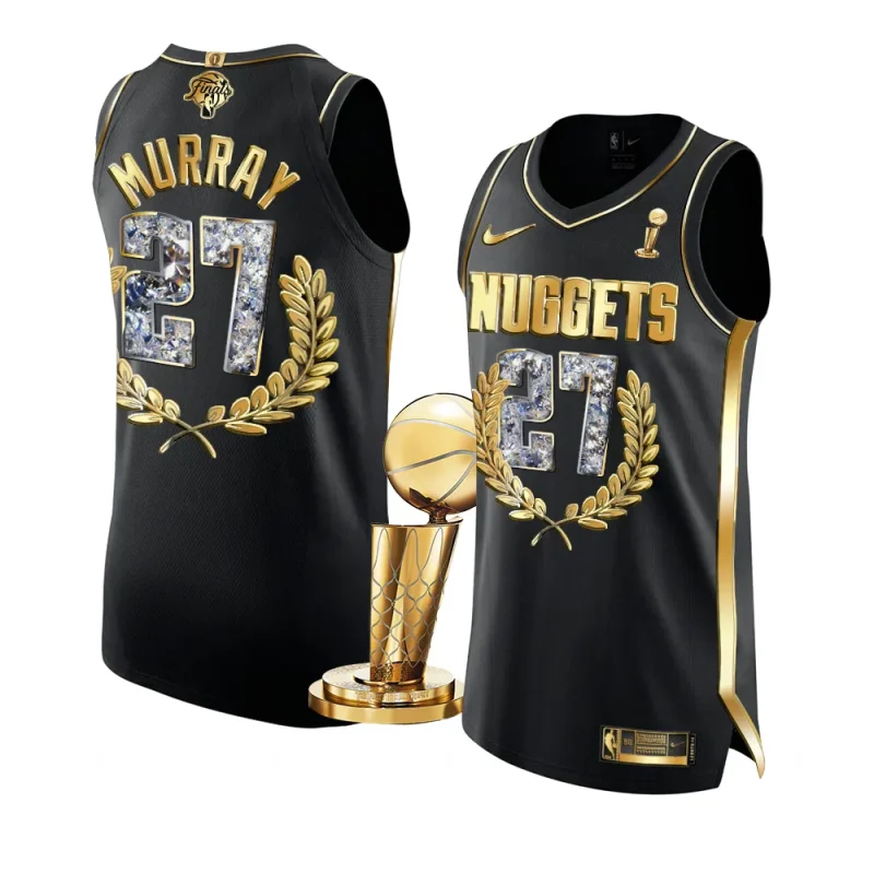 jamal murray golden diamond jersey 2023 nba finals champions black