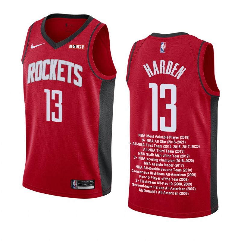 james harden jersey career awards red special edition men