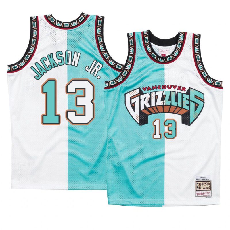 jaren jackson jr. jersey split white teal hardwood classics men's