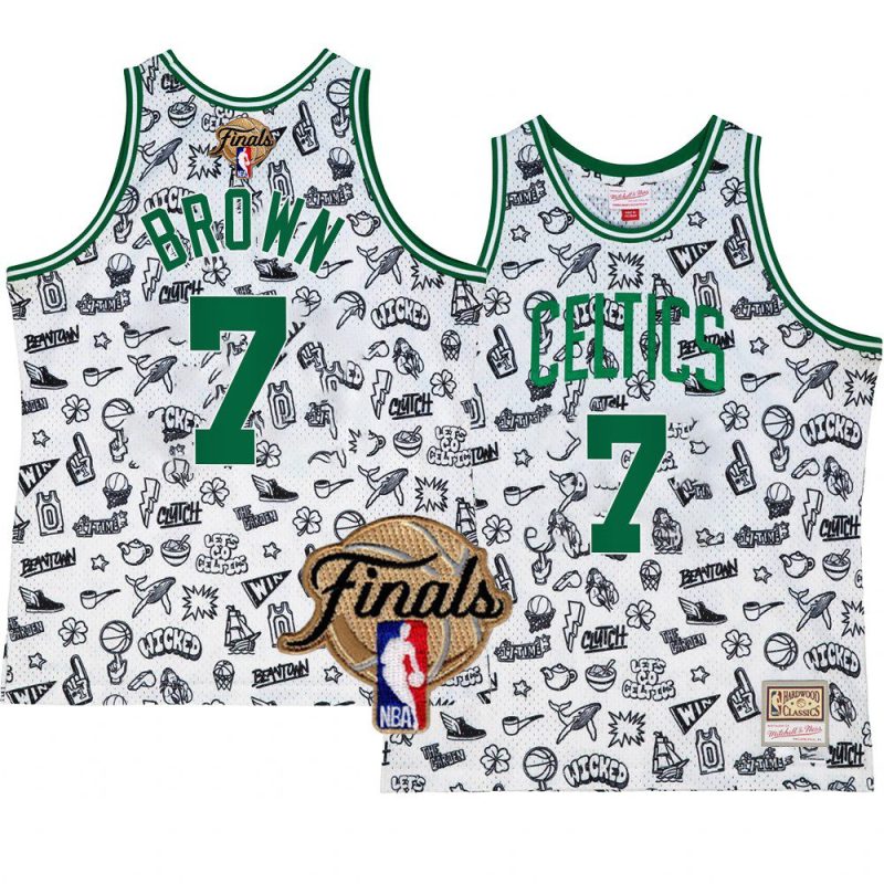 jaylen brown jersey 2022 nba finals white doodle