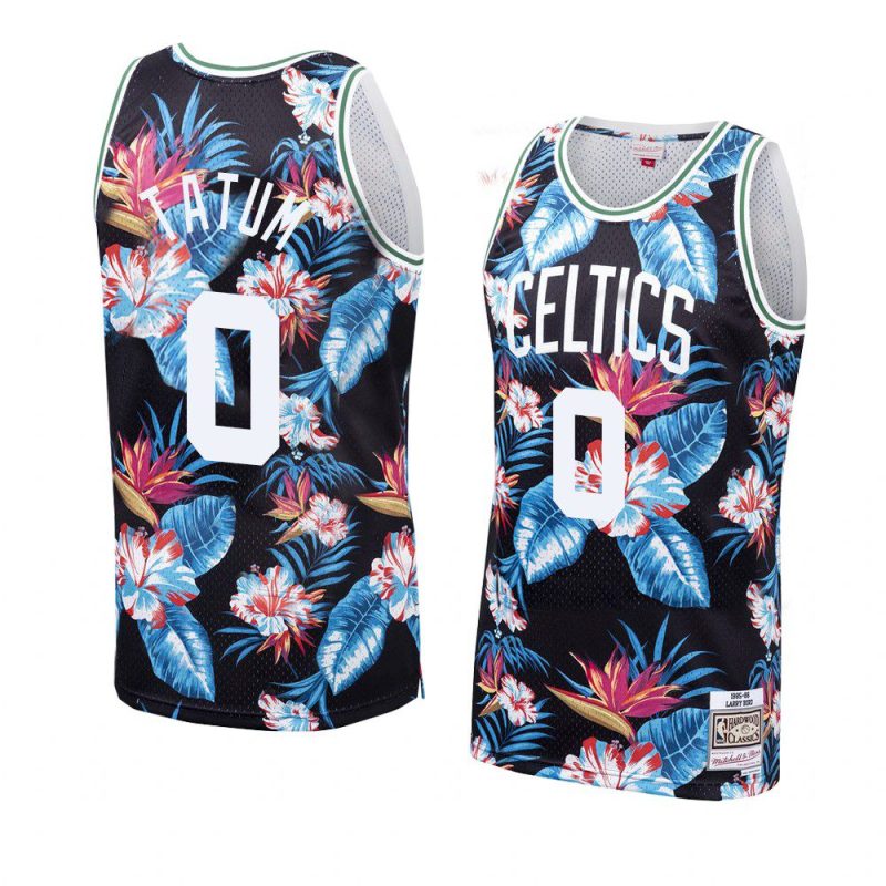 jayson tatum jersey floral fashion black men's