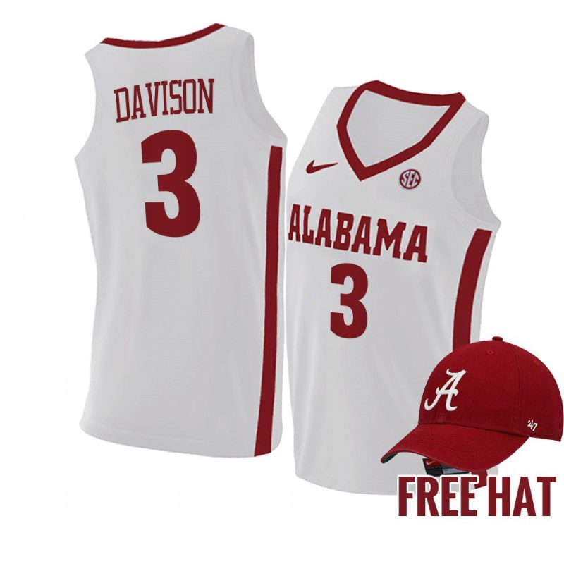 jd davison free hat jersey college basketball white 2021 22