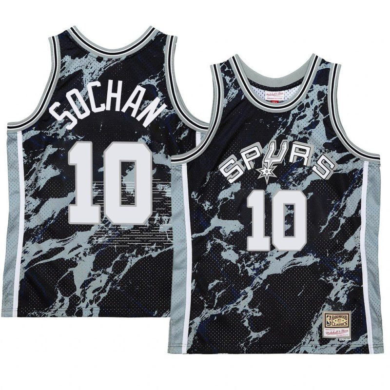 jeremy sochan jersey marble swingman black hardwood classics