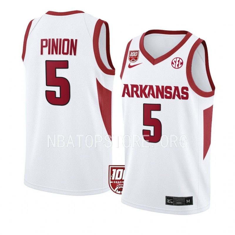 joseph pinion college basketball jersey 100 season white 2022 23