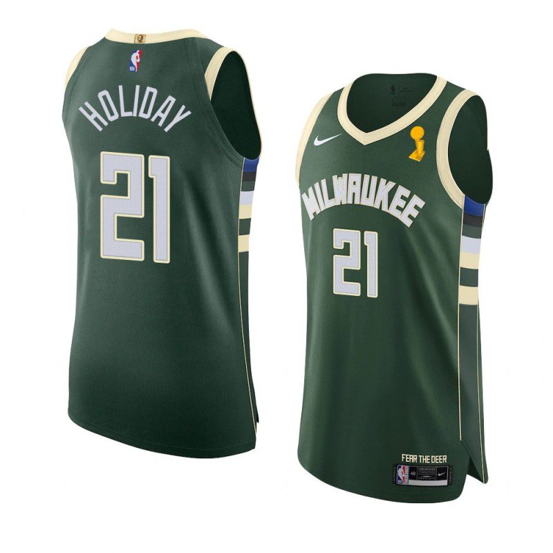 jrue holiday authentic icon jersey 2021 nba finals champions hunter green