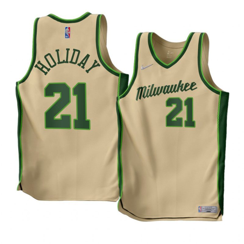 jrue holiday bucksjersey 2022 23earned edition cream