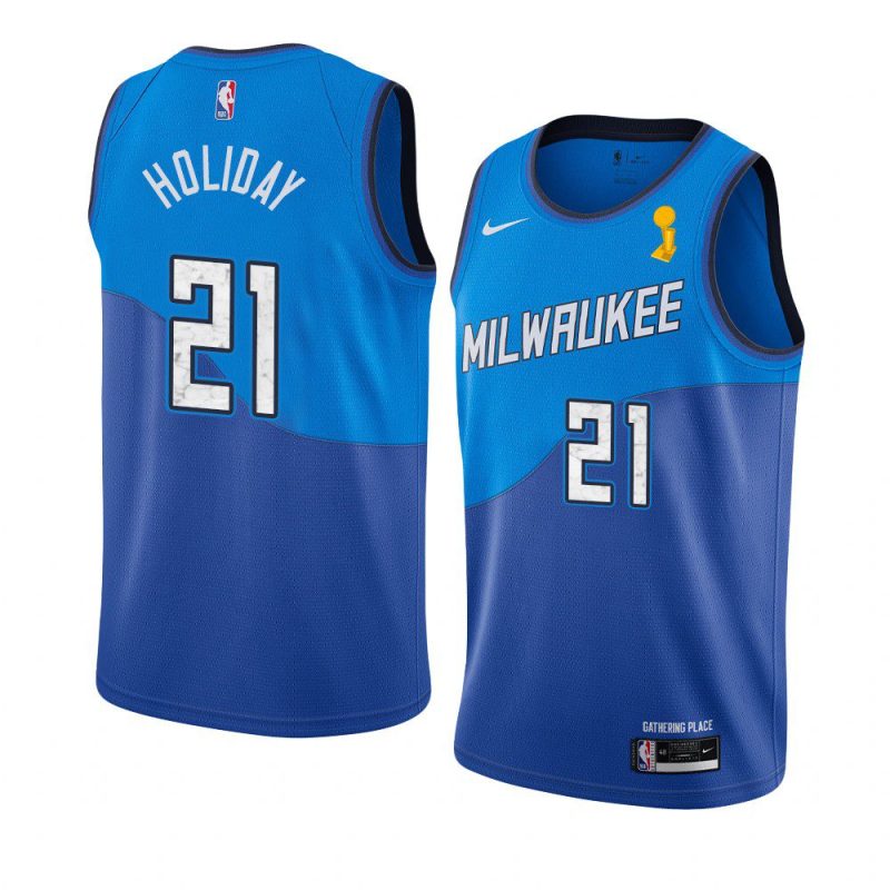 jrue holiday city jersey 2021 nba finals champions blue