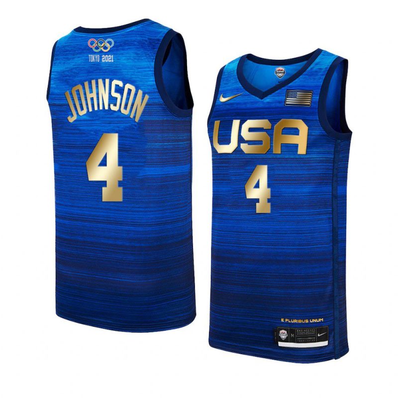 keldon johnson 4 consecutive gold medal jersey tokyo olympics champions blue 2021