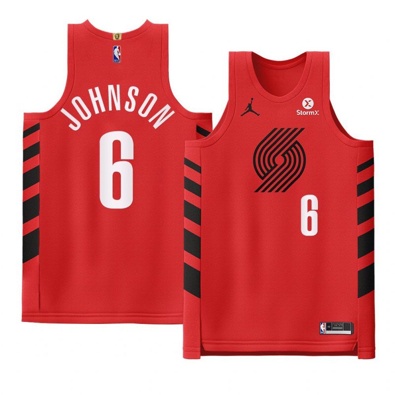 keon johnson 2022 23blazers jersey statement editionauthentic red