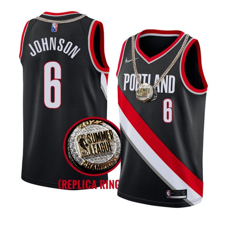 keon johnson replica ring jersey 2022 summer league champs black