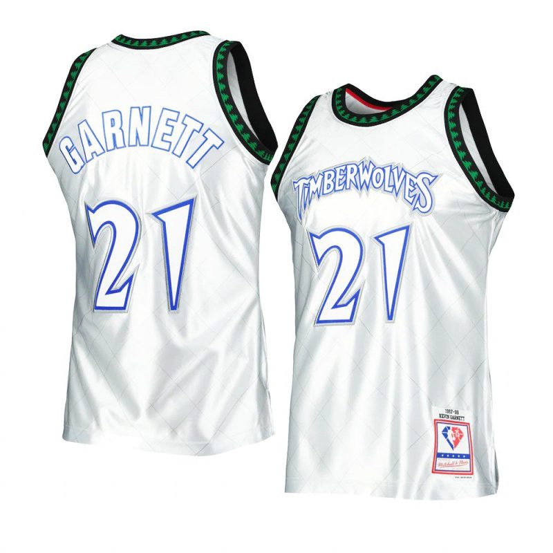 kevin garnett timberwolves jersey 1997 98 hardwood classics platinum 75th anniversary