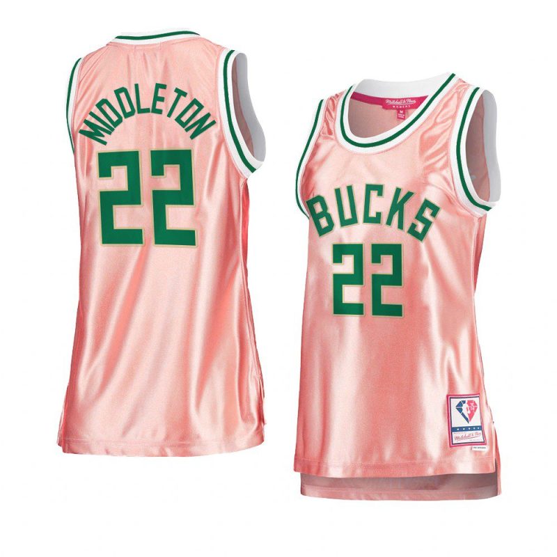 khris middleton women 75th anniversary jersey rose gold pink