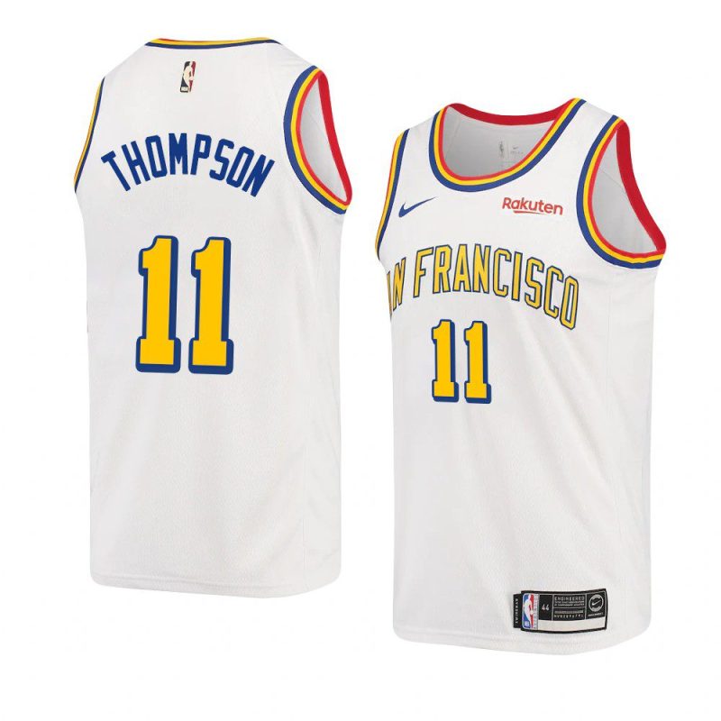 klay thompson jersey classic edition white swingman badge men's