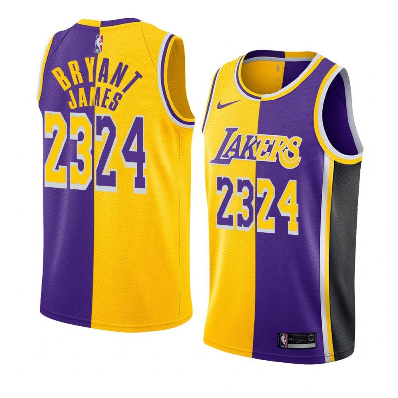 kobe bryant jersey mamba and la king purple gold split special men