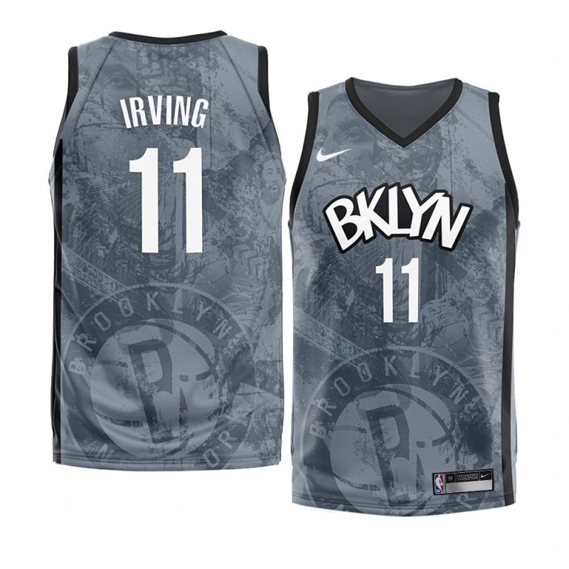 kyrie irving jersey 2020 fashion edition grey statement men