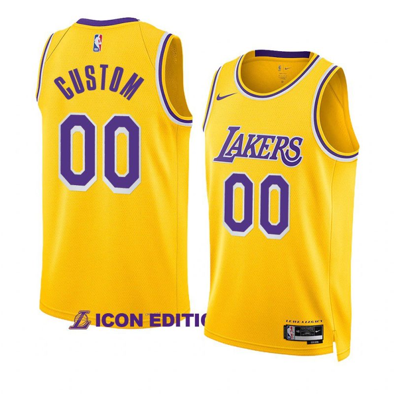 lakers custom gold 2022 23icon edition swingman jersey