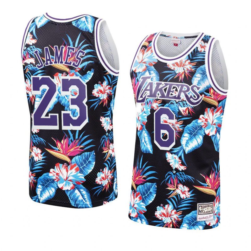 lebron james 23 changed jersey floral fashion black