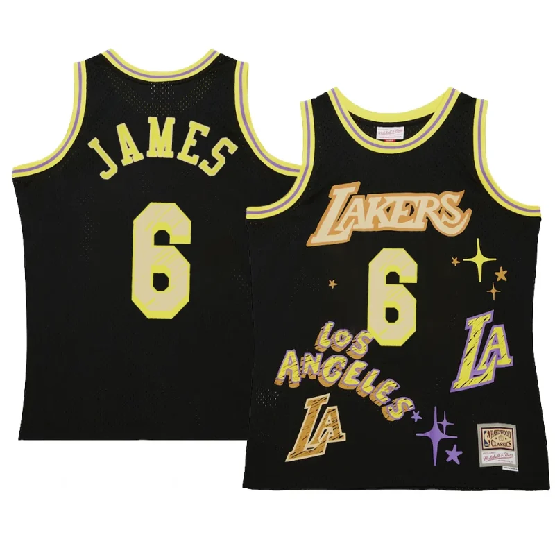 lebron james hardwood classics jersey sidewalk sketch black