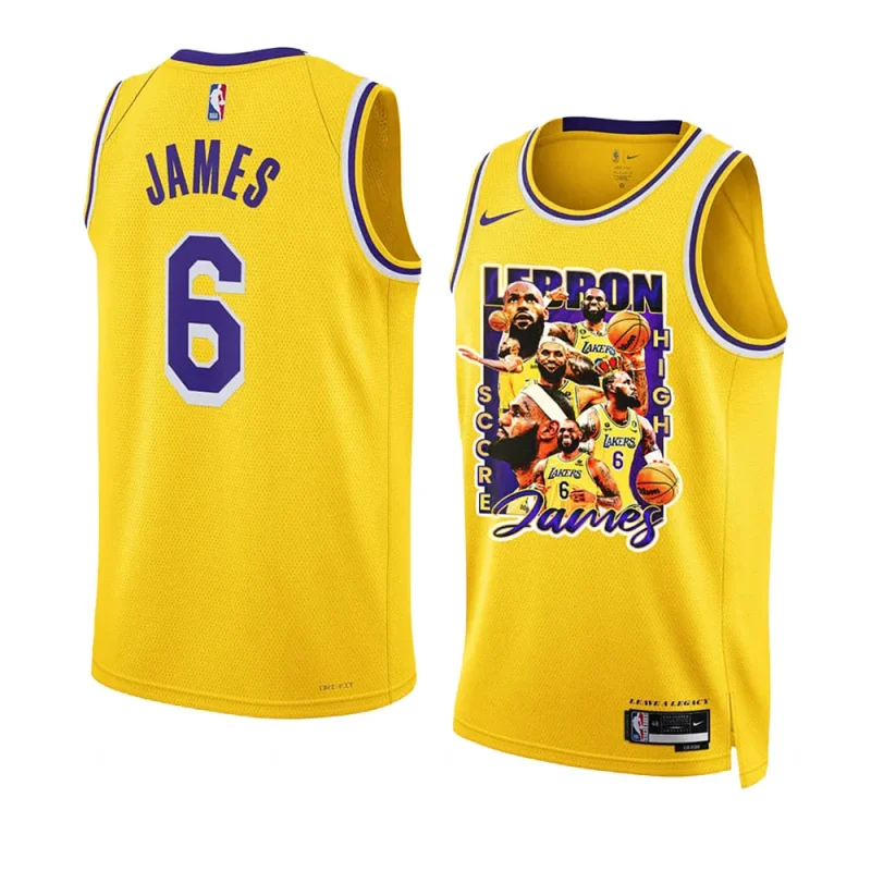 lebron james lakers champion style goldjersey screen print graphics